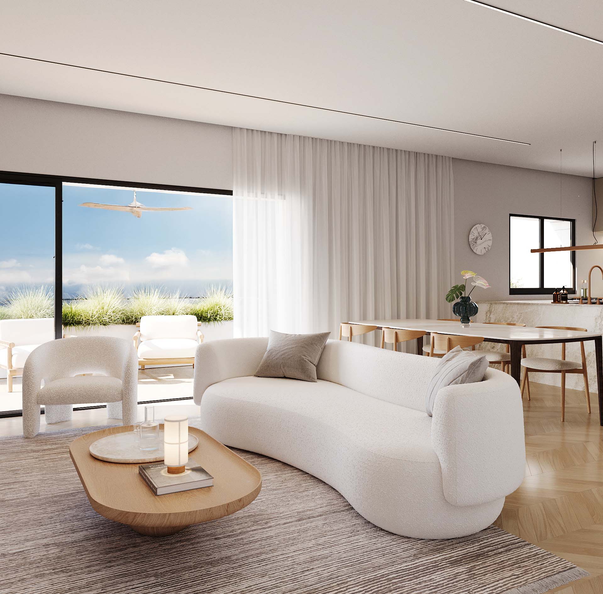 סלון דירת ארבעה חדרים דגם E