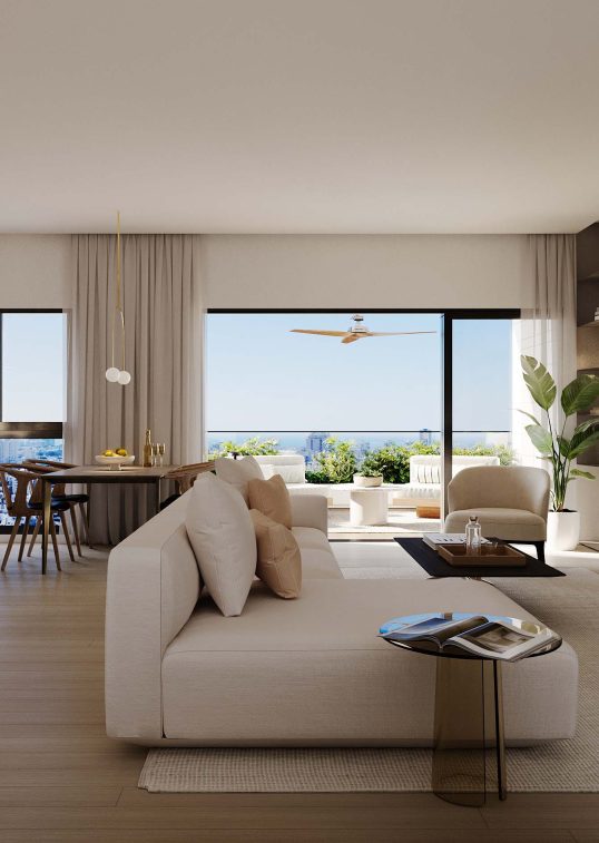 הדמיית סלון חמישה חדרים דגם A