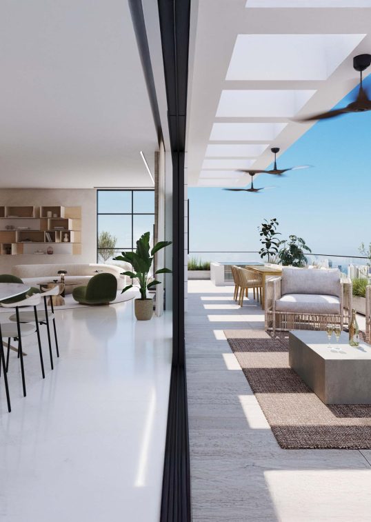 סלון ומרפסת פנטהאוז שישה חדרים דגם H